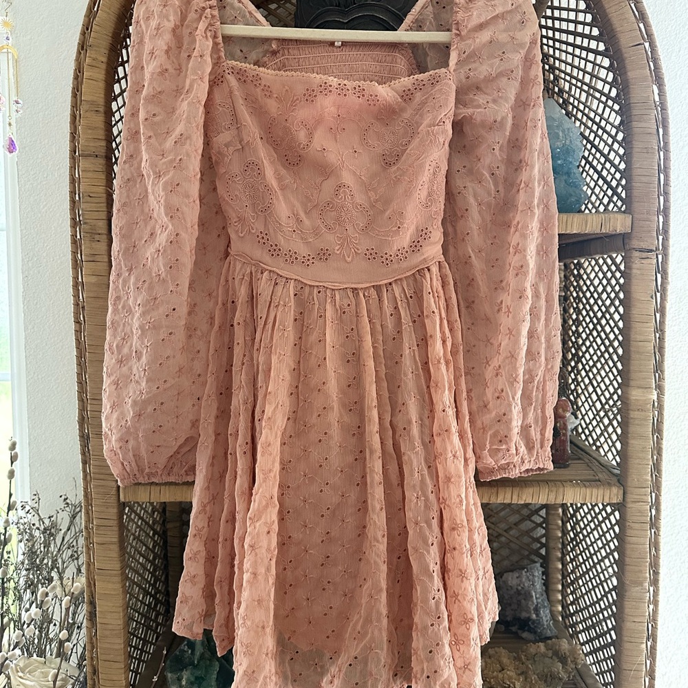 Free Pople embroidered mini dress 
NWOT
